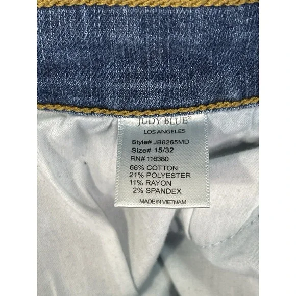 Judy Blue Jeans Womens 15/32 Blue Medium Wash Skinny Mid Rise Leopard Patches - Picture 10 of 11